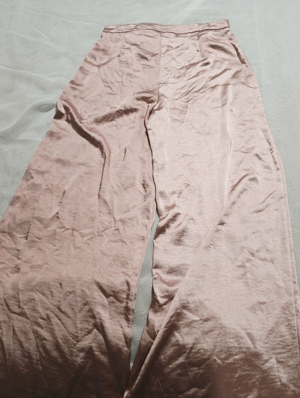 Nasty Gal Take it in Your Stride Wide Leg Pink Satin Pants - Picture 4 of 10